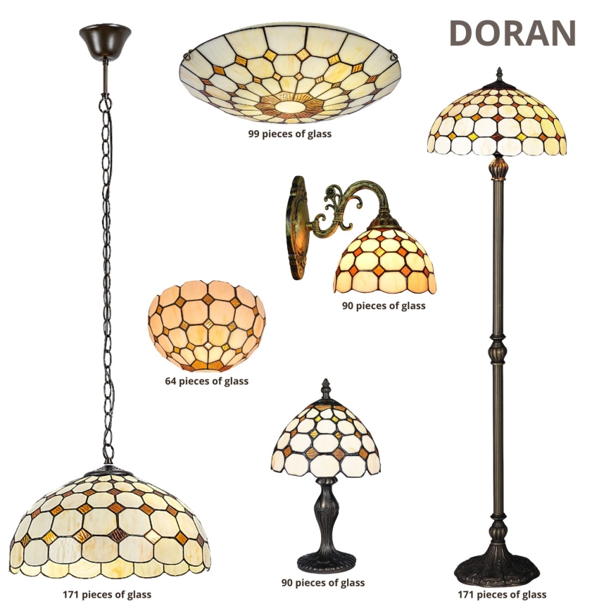 Brilagi - Tiffany vitražna podna lampa DORAN 2xE27/60W/230V