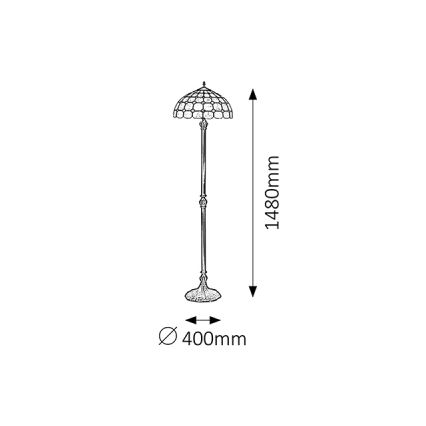 Brilagi - Tiffany vitražna podna lampa DORAN 2xE27/60W/230V