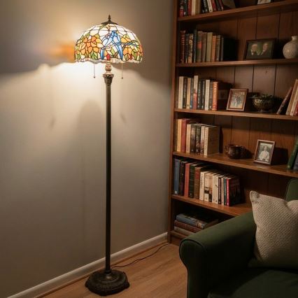 Brilagi - Tiffany vitražna podna lampa JUNGLE 2xE27/60W/230V