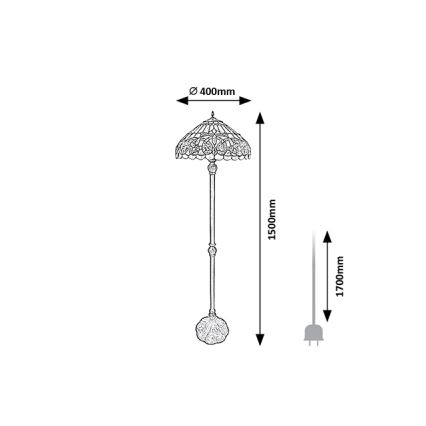 Brilagi - Tiffany vitražna podna lampa LUISA 2xE27/60W/230V