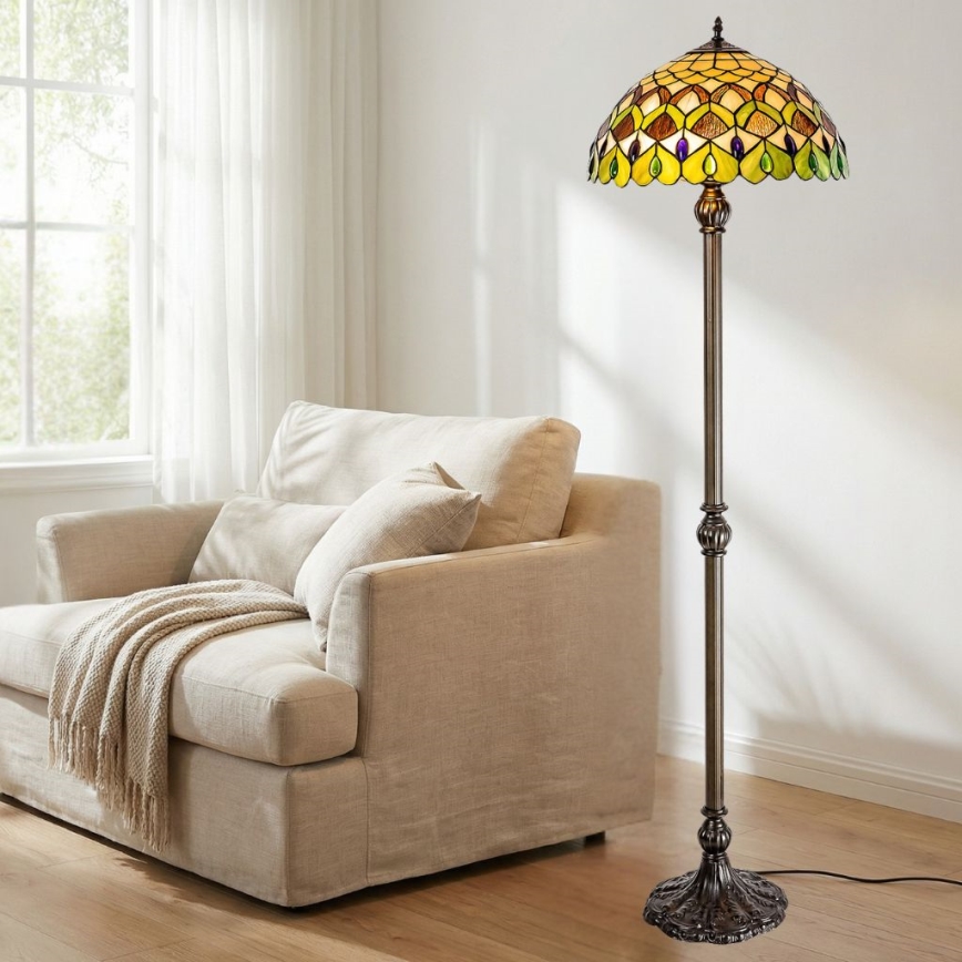 Brilagi - Tiffany vitražna podna lampa MARGARET 2xE27/60W/230V