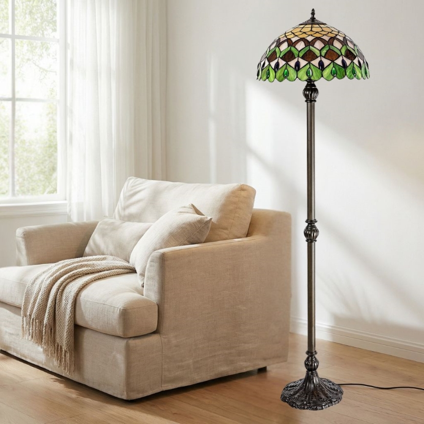 Brilagi - Tiffany vitražna podna lampa MARGARET 2xE27/60W/230V