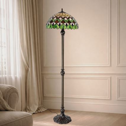 Brilagi - Tiffany vitražna podna lampa MARGARET 2xE27/60W/230V
