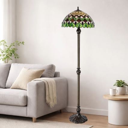 Brilagi - Tiffany vitražna podna lampa MARGARET 2xE27/60W/230V