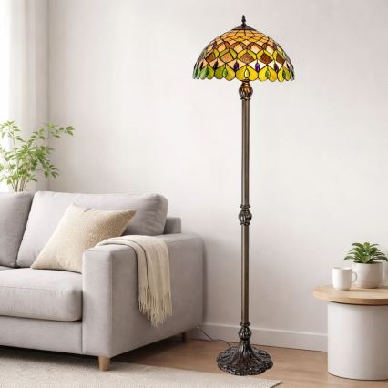 Brilagi - Tiffany vitražna podna lampa MARGARET 2xE27/60W/230V