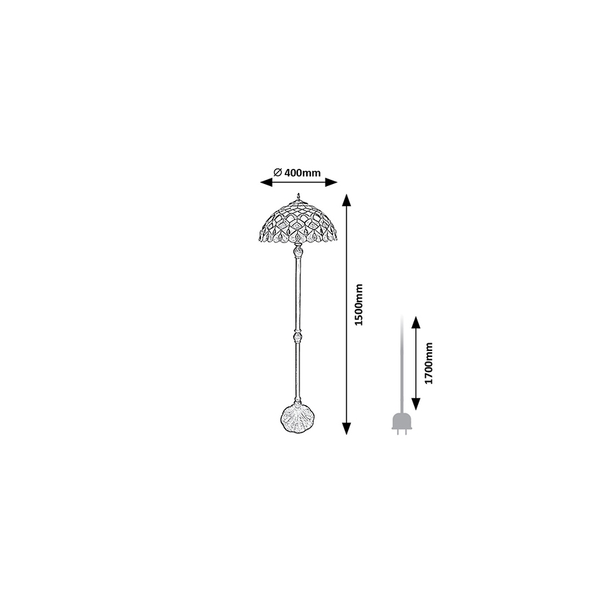 Brilagi - Tiffany vitražna podna lampa MARGARET 2xE27/60W/230V