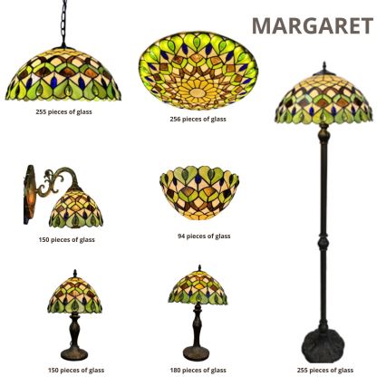 Brilagi - Tiffany vitražna podna lampa MARGARET 2xE27/60W/230V