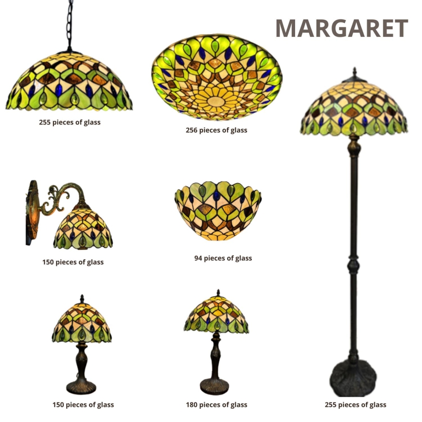 Brilagi - Tiffany vitražna podna lampa MARGARET 2xE27/60W/230V