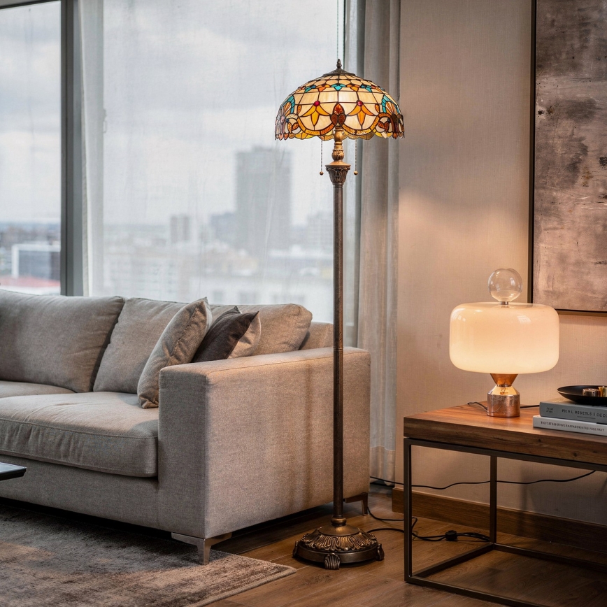 Brilagi - Tiffany vitražna podna lampa MIRABELLA 2xE27/60W/230V