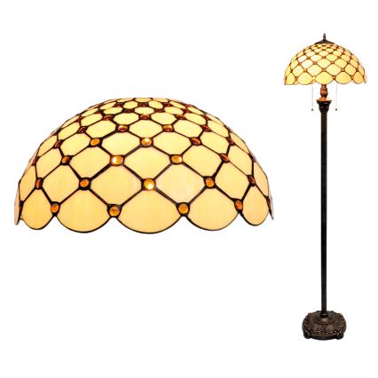 BRILAGI - Tiffany vitražna stojeća lampa IVORY SMOOTH 2xE27/60W/230V