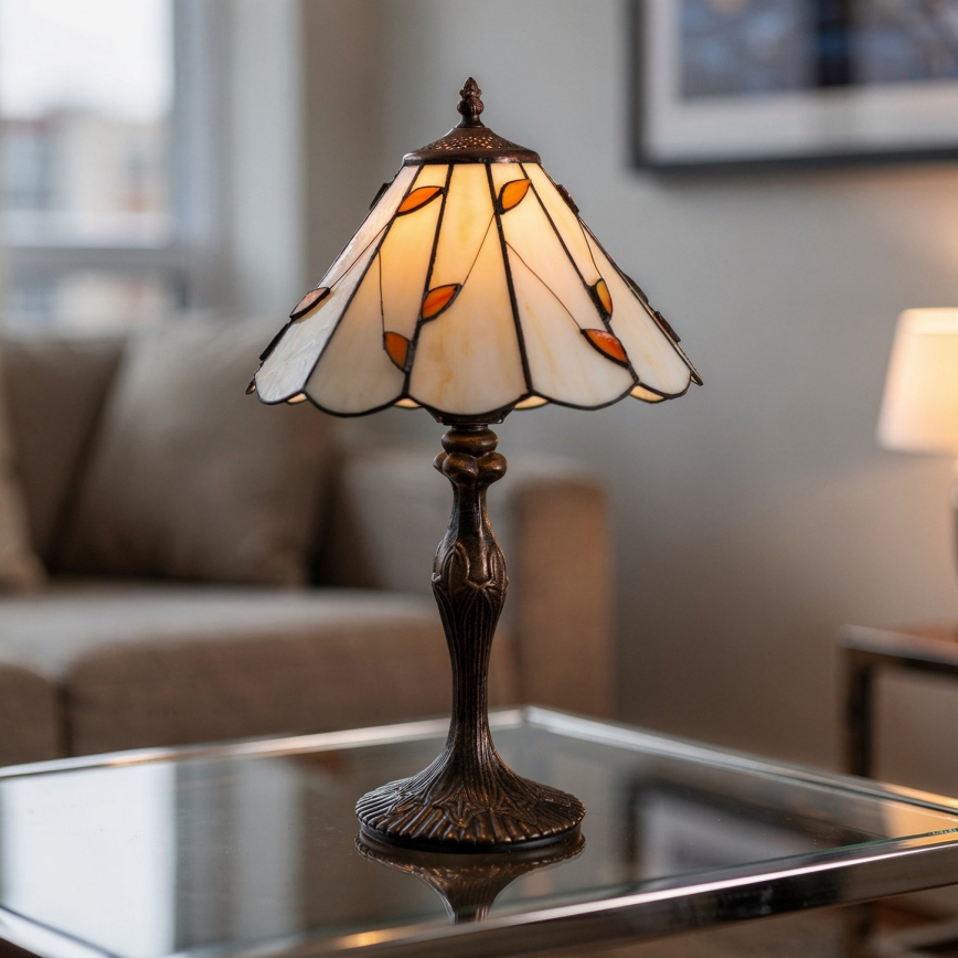 Brilagi - Tiffany vitražna stona lampa FOLIA 1xE27/60W/230V