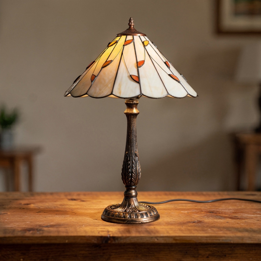 Brilagi - Tiffany vitražna stona lampa FOLIA 2xE27/60W/230V