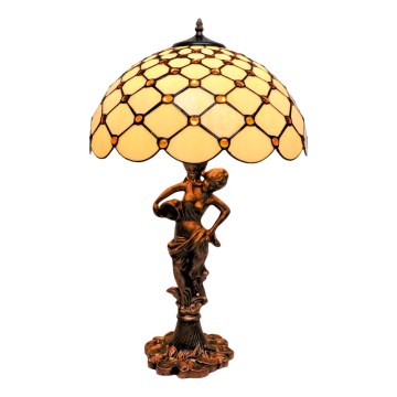 BRILAGI - Tiffany vitražna stona lampa IVORY SMOOTH 1xE27/60W/230V
