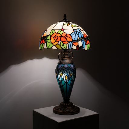 Brilagi - Tiffany vitražna stona lampa JUNGLE 1xE27/60W/230V + 1xE14/40W