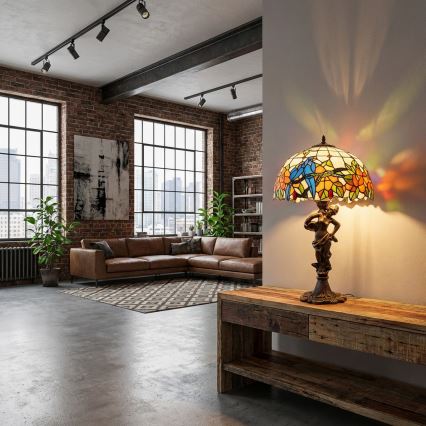Brilagi - Tiffany vitražna stona lampa JUNGLE 1xE27/60W/230V