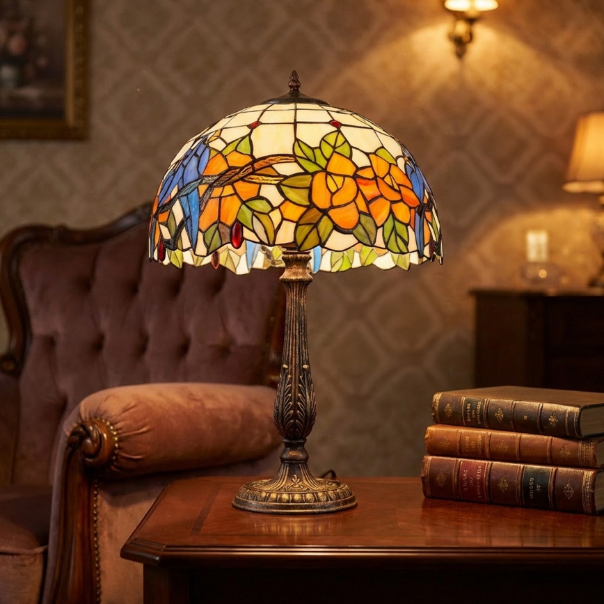 Brilagi - Tiffany vitražna stona lampa JUNGLE 2xE27/60W/230V