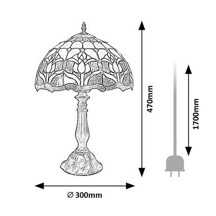 Brilagi - Tiffany vitražna stona lampa LORAS 1xE27/40W/230V