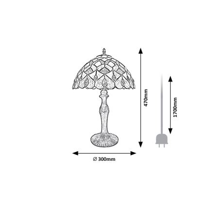 Brilagi - Tiffany vitražna stona lampa MARGARET 1xE27/40W/230V