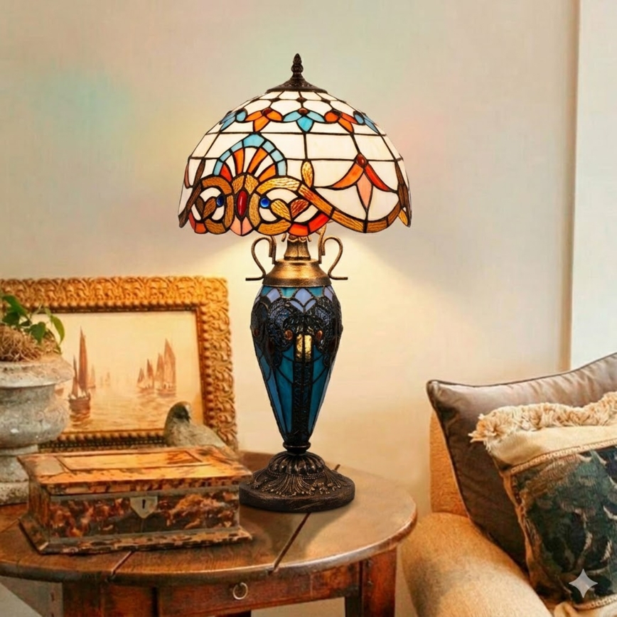 Brilagi - Tiffany vitražna stona lampa MIRABELLA 1xE27/60W/230V + 1xE14/40W