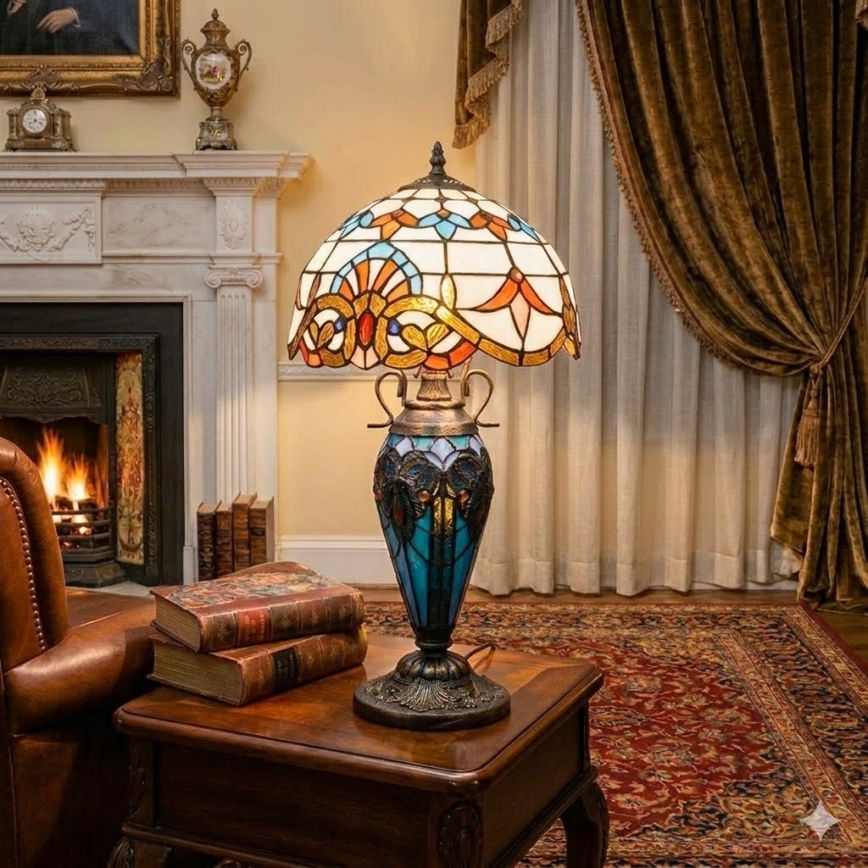 Brilagi - Tiffany vitražna stona lampa MIRABELLA 1xE27/60W/230V + 1xE14/40W