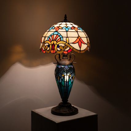 Brilagi - Tiffany vitražna stona lampa MIRABELLA 1xE27/60W/230V + 1xE14/40W