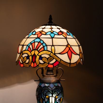 Brilagi - Tiffany vitražna stona lampa MIRABELLA 1xE27/60W/230V + 1xE14/40W