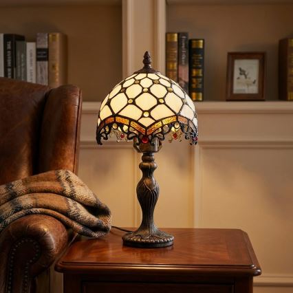 Brilagi - Tiffany vitražna stona lampa SLONOVAČA 1xE27/60W/230V