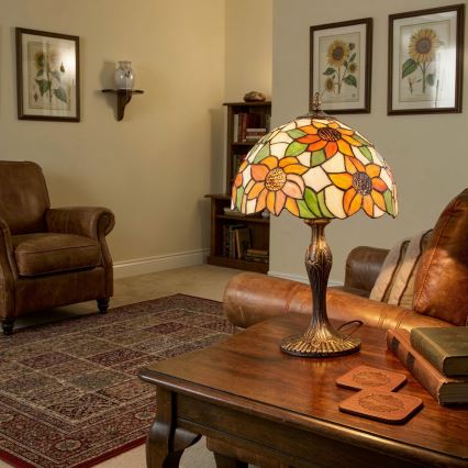 Brilagi - Tiffany vitražna stona lampa SUNFLOWER 1xE27/60W/230V