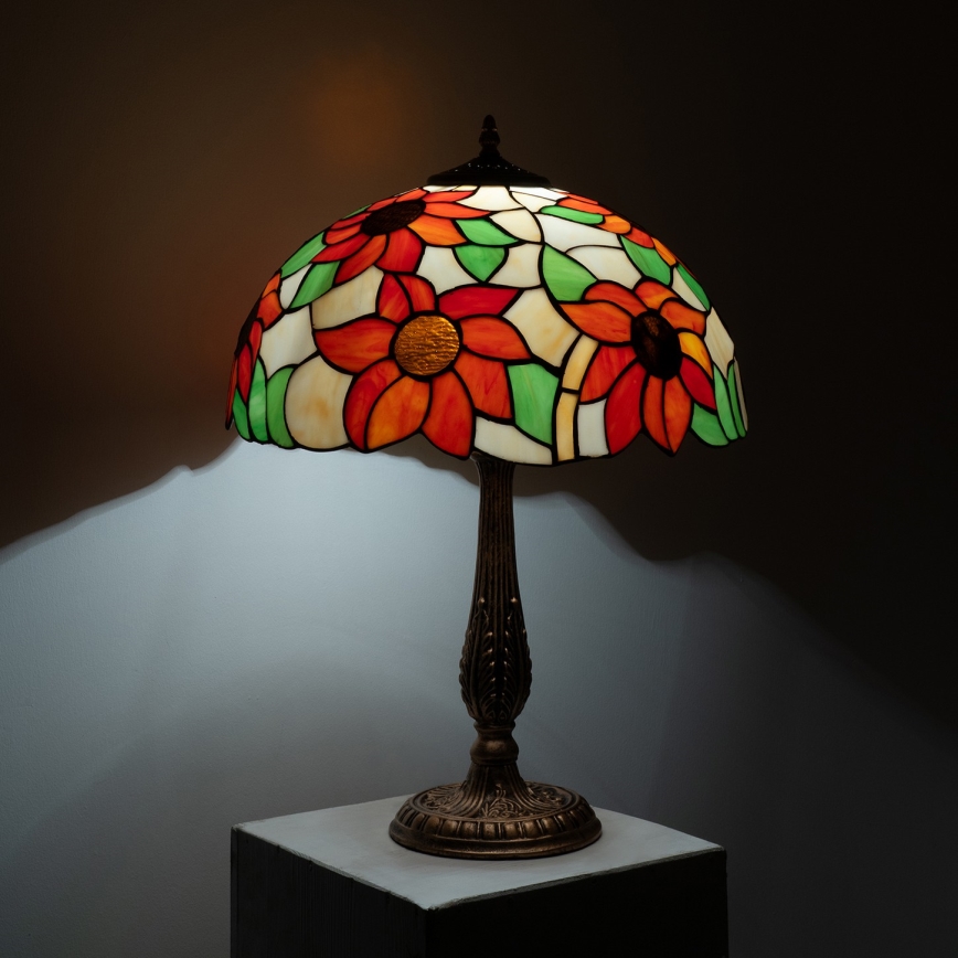 Brilagi - Tiffany vitražna stona lampa SUNFLOWER 2xE27/60W/230V