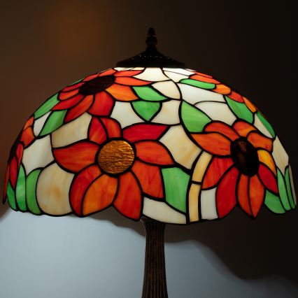 Brilagi - Tiffany vitražna stona lampa SUNFLOWER 2xE27/60W/230V