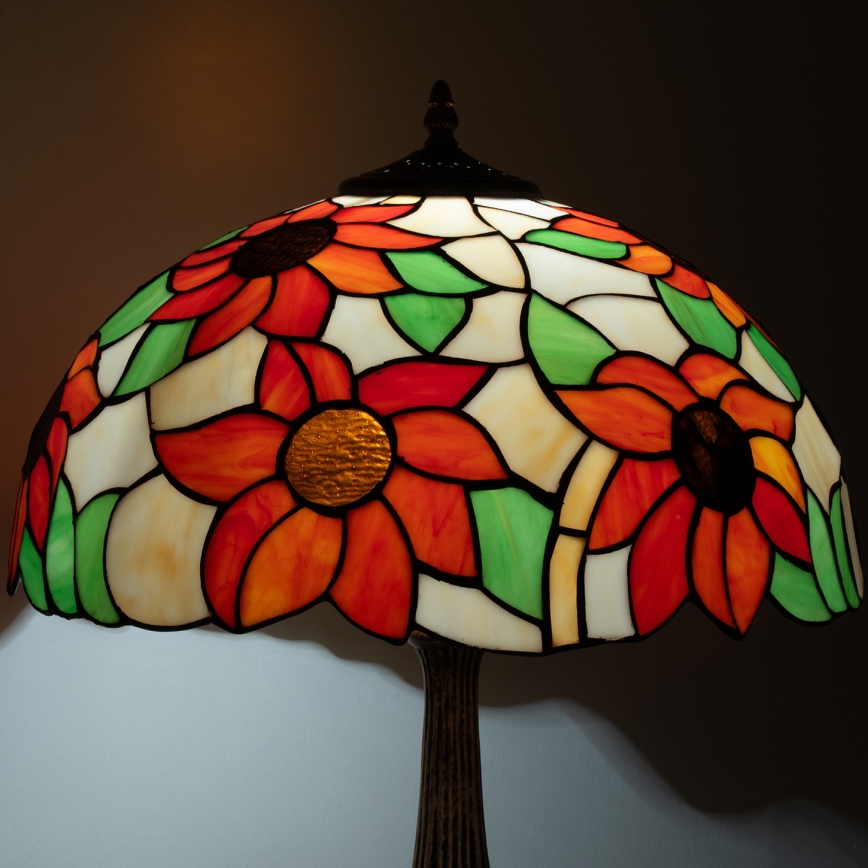 Brilagi - Tiffany vitražna stona lampa SUNFLOWER 2xE27/60W/230V