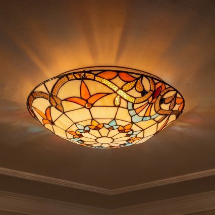 Brilagi - Tiffany vitražna stropna lampa MIRABELLA 2xE27/60W/230V prečnik 40 cm