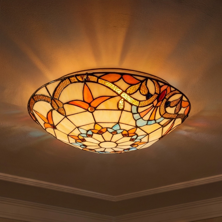 Brilagi - Tiffany vitražna stropna lampa MIRABELLA 2xE27/60W/230V prečnik 40 cm