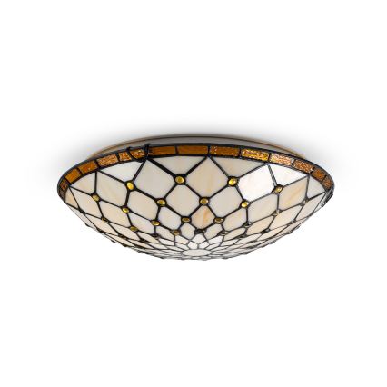 Brilagi - Tiffany vitražna stropna svetiljka slonovača 2xE27/60W/230V, prečnik 40 cm