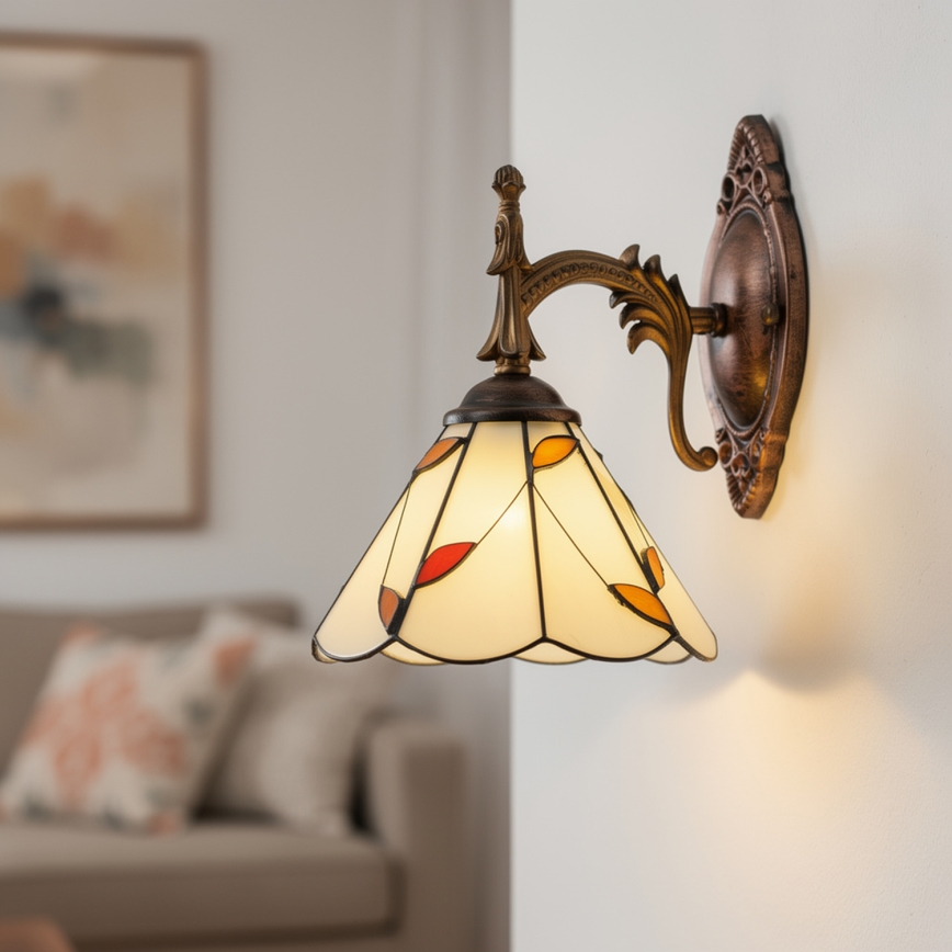 Brilagi - Tiffany vitražna zidna lampa FOLIA 1xE14/40W/230V