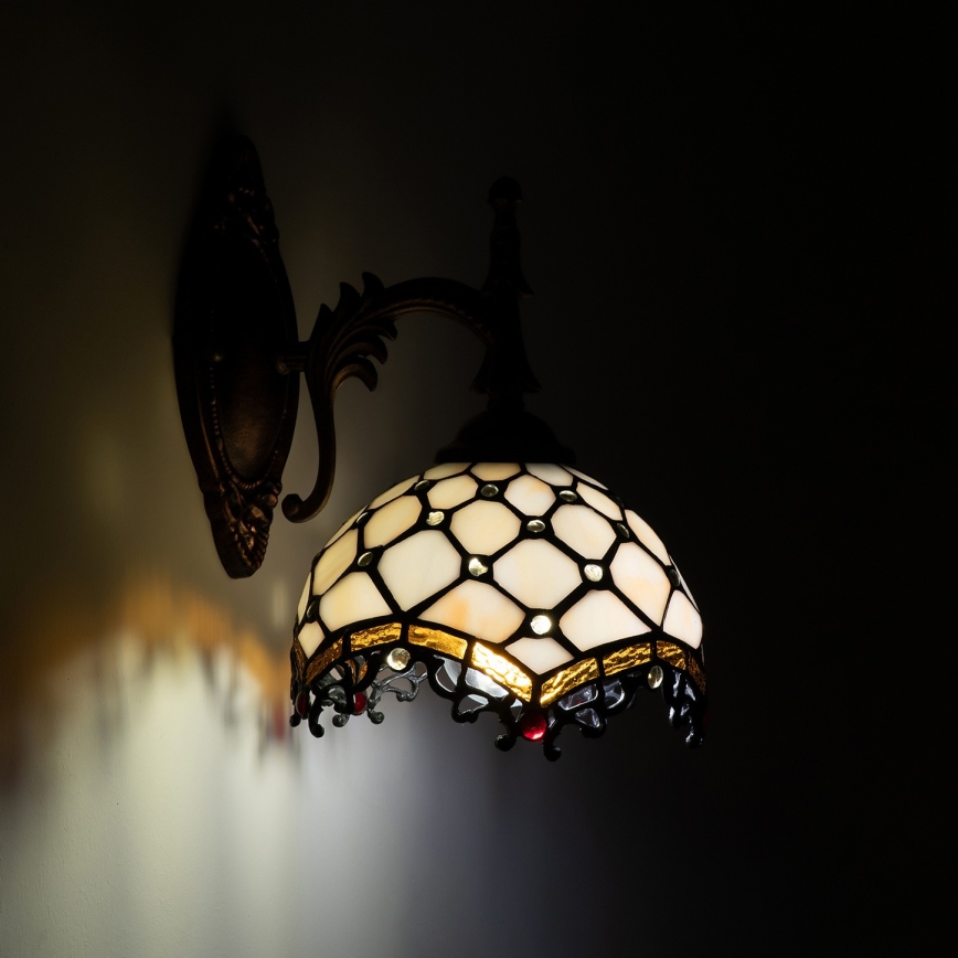 Brilagi - Tiffany vitražna zidna lampa slonovača 1xE14/40W/230V