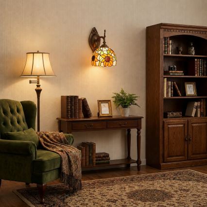Brilagi - Tiffany vitražna zidna lampa SUNFLOWER 1xE14/40W/230V