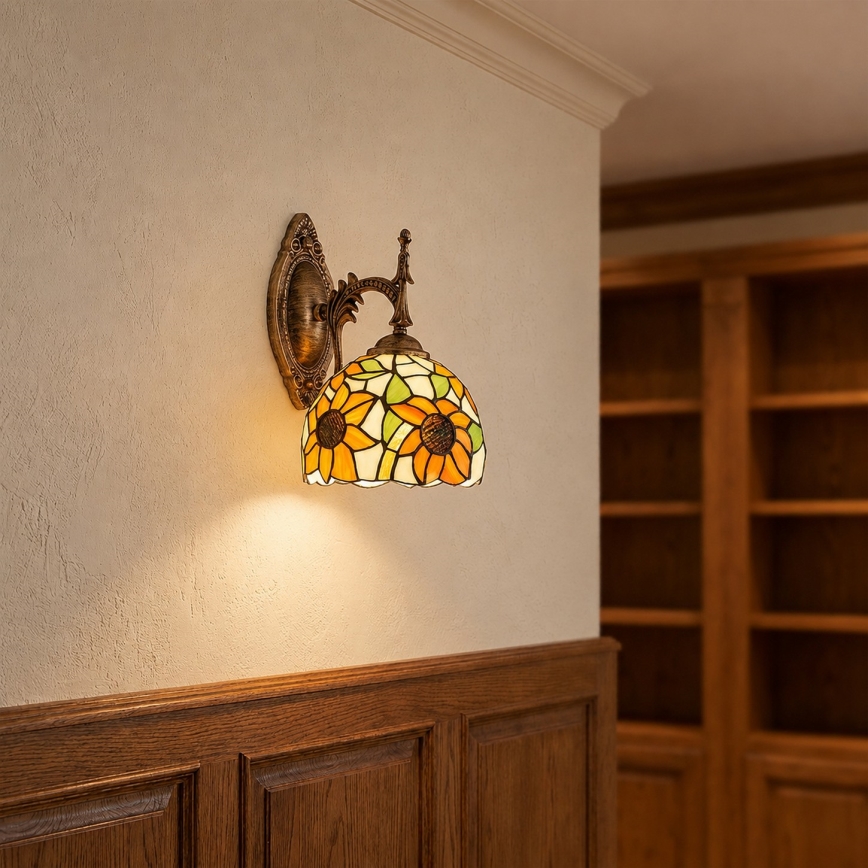 Brilagi - Tiffany vitražna zidna lampa SUNFLOWER 1xE14/40W/230V