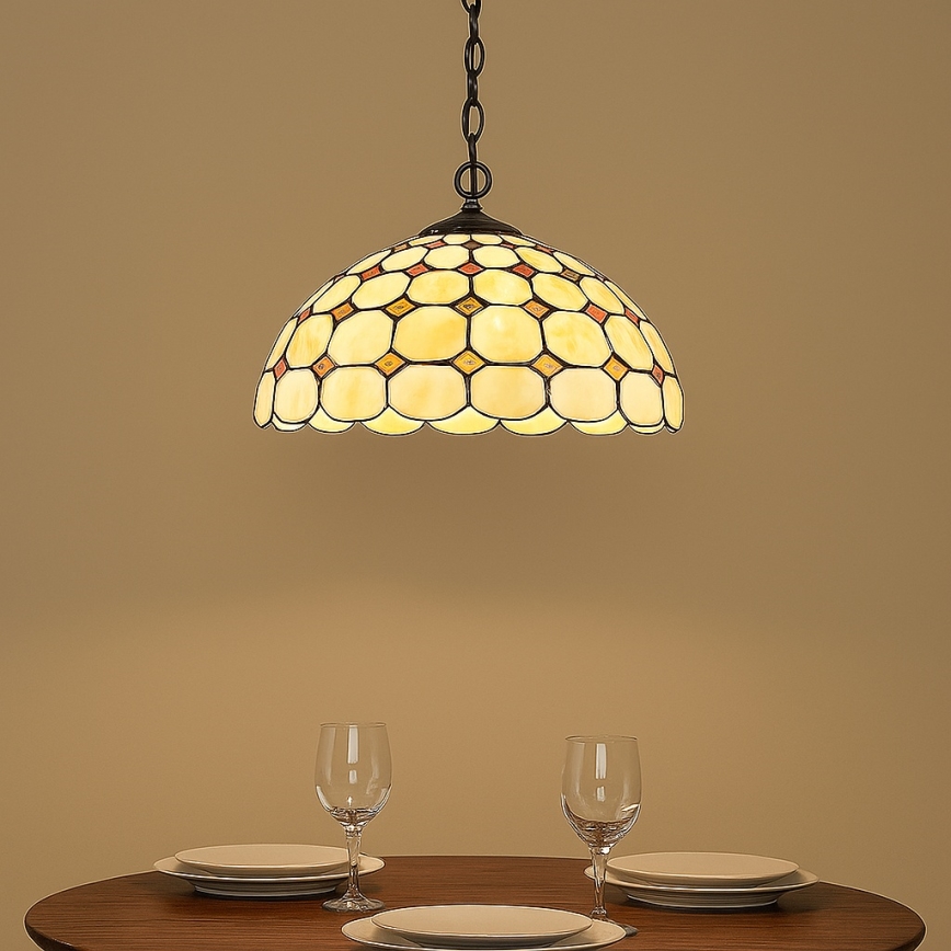 Brilagi - Tiffany vitražni luster na lancu DORAN 2xE27/60W/230V