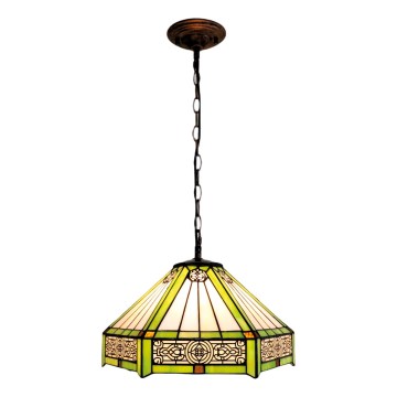 BRILAGI - Tiffany vitražni luster na lancu EMERALD 1xE27/60W/230V prečnik 40 cm