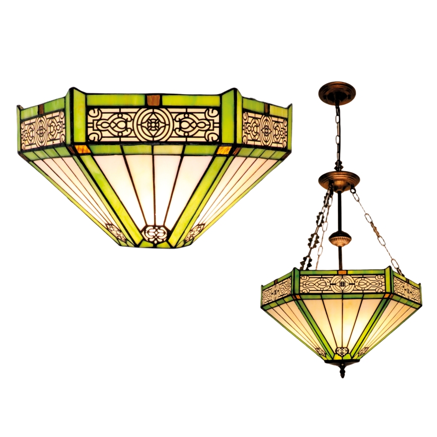 BRILAGI - Tiffany vitražni luster na lancu EMERALD 3xE27/60W/230V Ø 50 cm