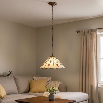 Brilagi - Tiffany vitražni luster na lancu FOLIA 1xE27/60W/230V Ø 40 cm