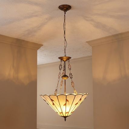 Brilagi - Tiffany vitražni luster na lancu FOLIA 3xE27/60W/230V, prečnik 50 cm
