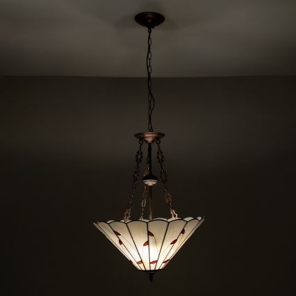 Brilagi - Tiffany vitražni luster na lancu FOLIA 3xE27/60W/230V, prečnik 50 cm