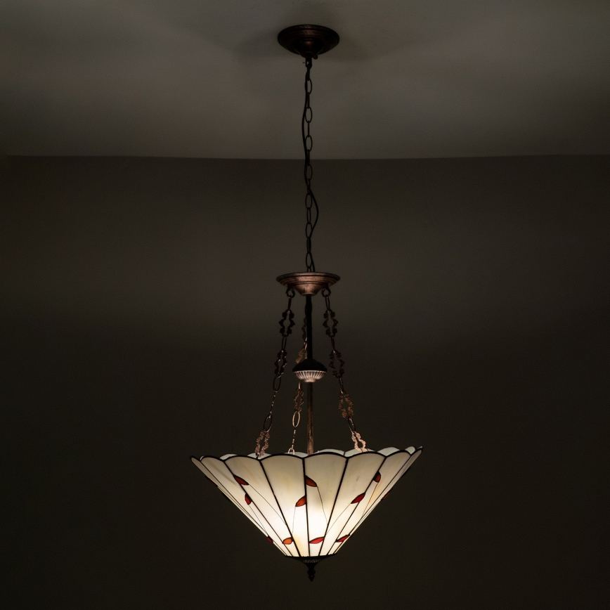 Brilagi - Tiffany vitražni luster na lancu FOLIA 3xE27/60W/230V, prečnik 50 cm