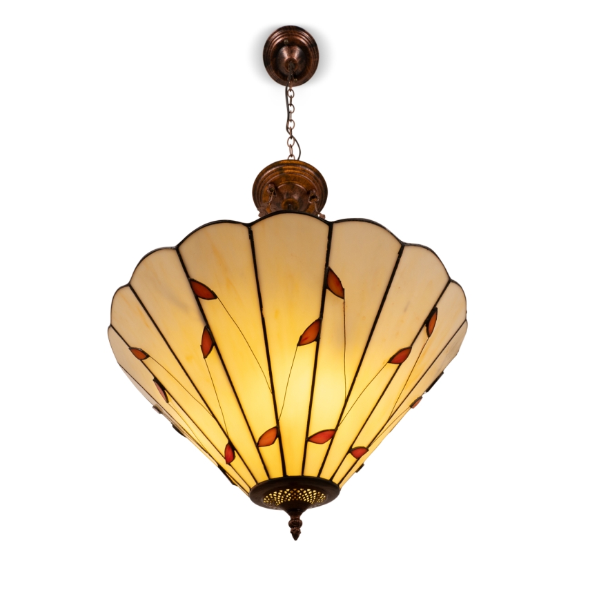 Brilagi - Tiffany vitražni luster na lancu FOLIA 3xE27/60W/230V, prečnik 50 cm