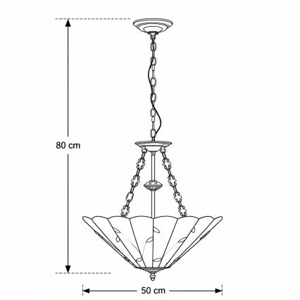 Brilagi - Tiffany vitražni luster na lancu FOLIA 3xE27/60W/230V, prečnik 50 cm