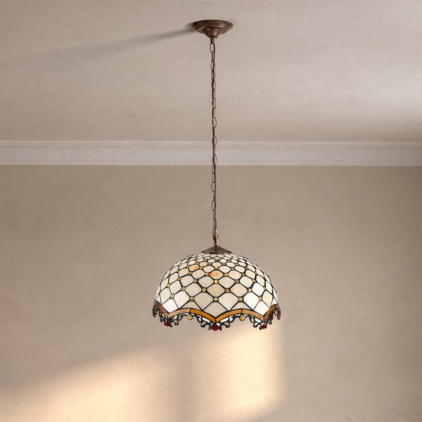 Brilagi - Tiffany vitražni luster na lancu IVORY 1xE27/60W/230V Ø 40 cm