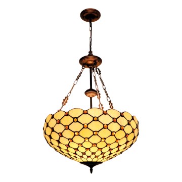 BRILAGI - Tiffany vitražni luster na lancu IVORY SMOOTH 3xE27/60W/230V prečnik 50 cm
