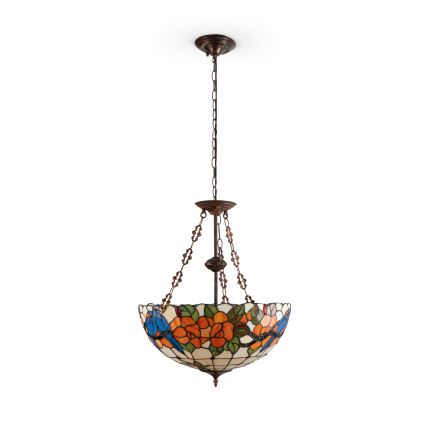 Brilagi - Tiffany vitražni luster na lancu JUNGLE 3xE27/60W/230V prečnik 50 cm